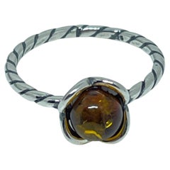 Sterling silver 925 natural BALTIC amber ring made in POLAND size 6 1.65g