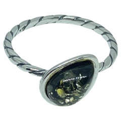 Sterling silver 925 natural BALTIC amber ring made in POLAND size 6.25 1.67g