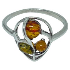 Sterling silver 925 natural BALTIC amber ring made in POLAND size 6.5 1.71g