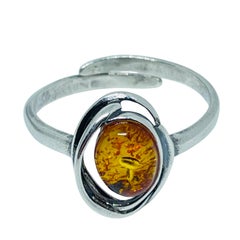Anillo de plata de ley 925 con ámbar natural del Báltico, fabricado en POLONIA, talla 6,5, 1,9 g