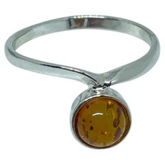 Sterling silver 925 natural BALTIC amber ring made in POLAND size 7 1.65g