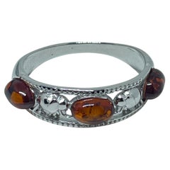 Sterling silver 925 natural BALTIC amber ring made in POLAND size 7 2.15g