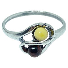 Sterling silver 925 natural BALTIC amber ring made in POLAND size 7.5 1.58g