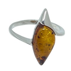 Sterling silver 925 natural BALTIC amber ring made in POLAND size 7.5 2.62g