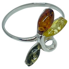 Sterling silver 925 natural BALTIC amber ring made in POLAND size 8 1.47g