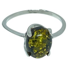 Sterling silver 925 natural BALTIC amber ring made in POLAND size 8 1.68g