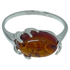 Sterling silver 925 natural BALTIC amber ring made in POLAND size 8 1.81g