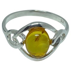 Sterling silver 925 natural BALTIC amber ring made in POLAND size 8 1.92g