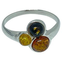 Sterling silver 925 natural BALTIC amber ring made in POLAND size 8.25 1.96g