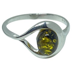Sterling silver 925 natural BALTIC amber ring made in POLAND size 8.25 2.04g