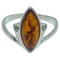 Sterling silver 925 natural BALTIC amber ring made in POLAND size 8.5 2.45g