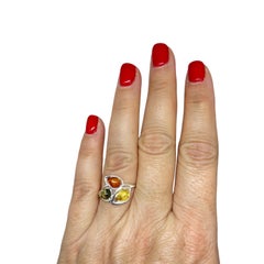 Sterling silver 925 natural BALTIC amber ring made in POLAND size 9 2.13g