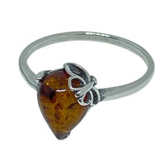 Sterling silver 925 natural BALTIC amber ring made in POLAND size 9 2.16g