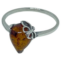 Sterling silver 925 natural BALTIC amber ring made in POLAND size 9 2.16g