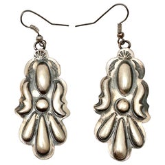 Sterling Silver .925 Navajo artist Tim Yazzie Dangle 1" x 2 1/2" Earrings