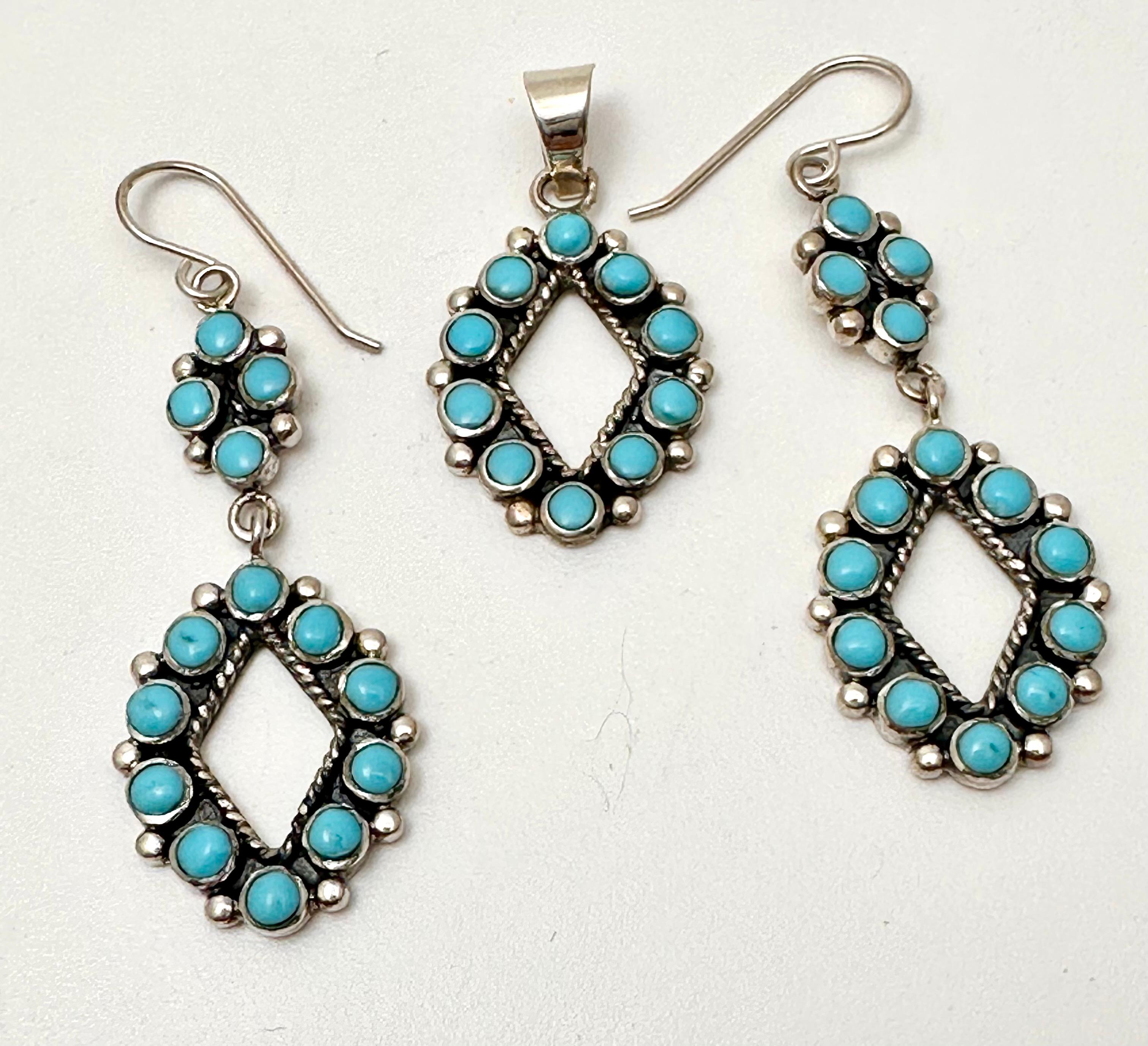 Sterling Silver .925 Navajo Turquoise 3/4