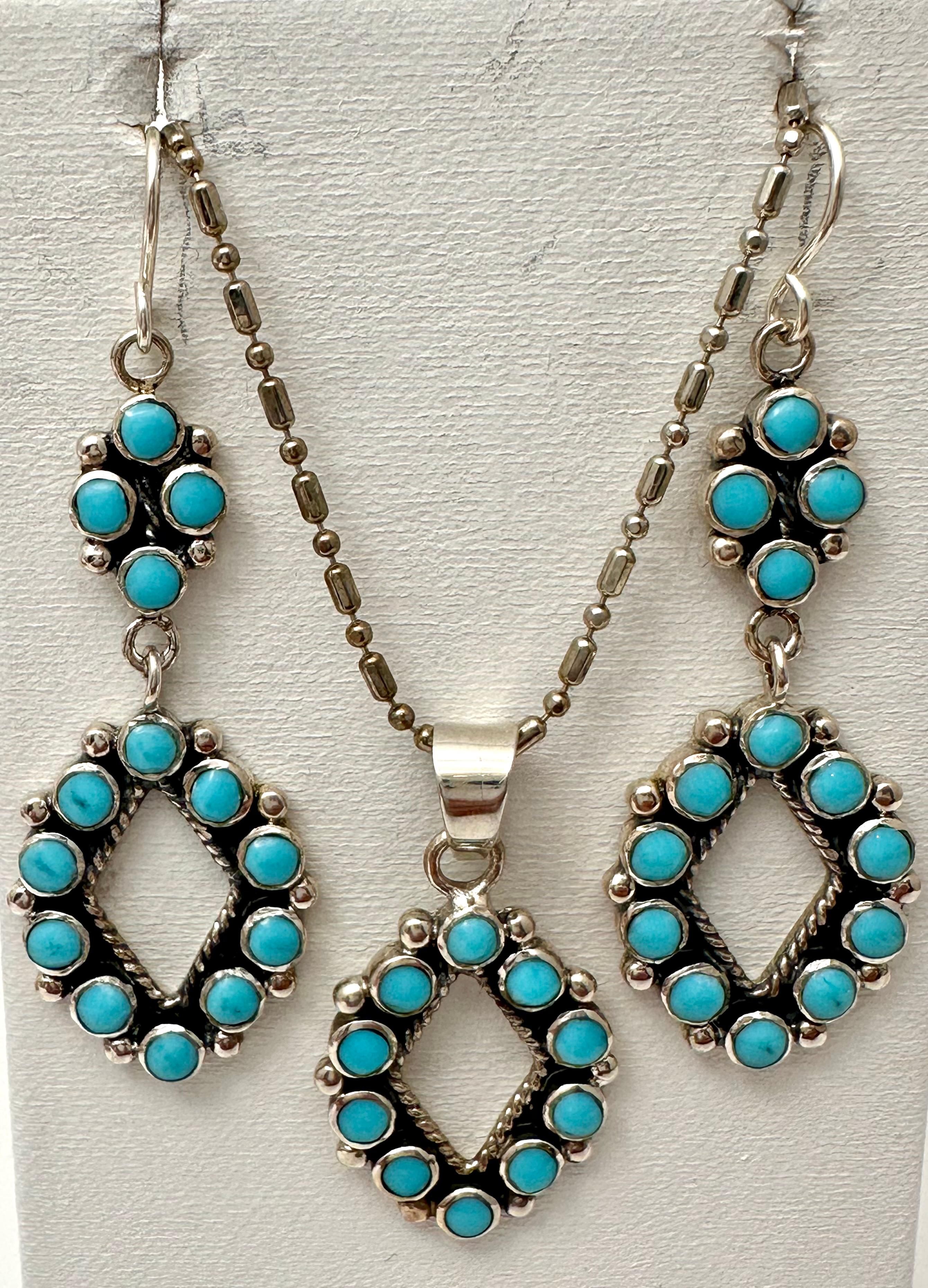 Sterling Silver .925 Navajo Turquoise 3/4