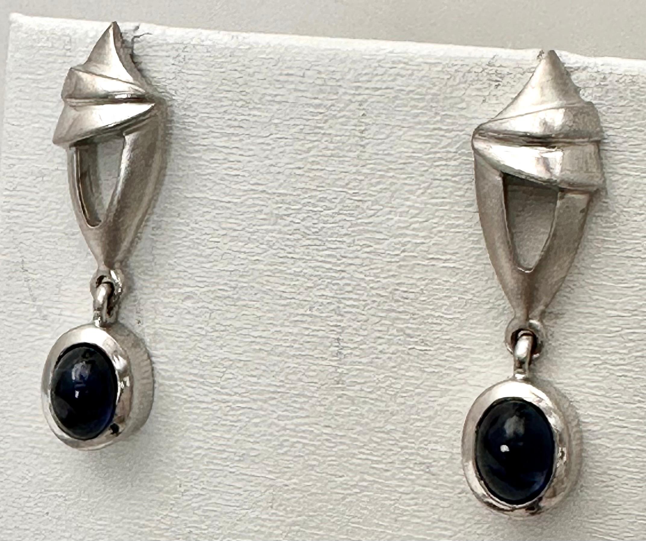 Artisan Sterling Silver .925 Oval Sapphire Cabochons 1./2