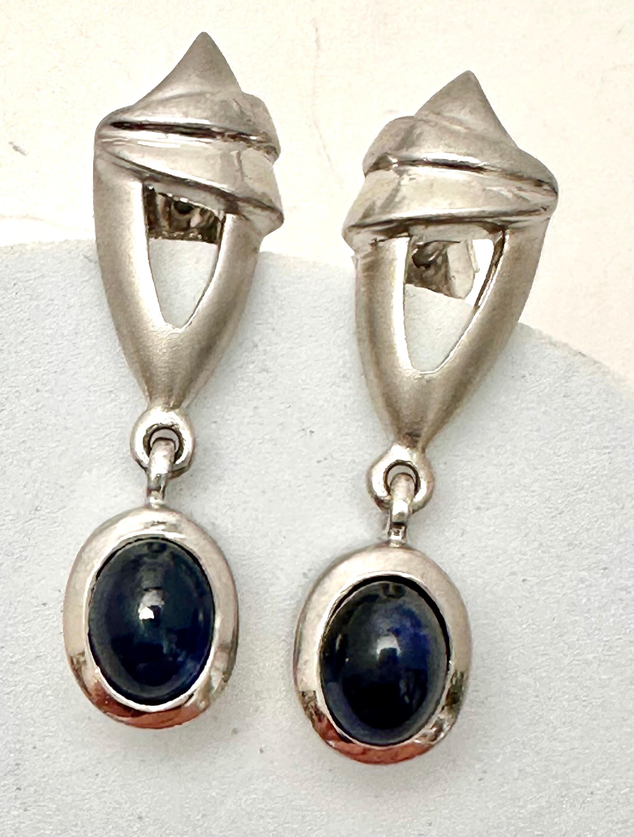 Sterling Silver .925 Oval Sapphire Cabochons 1./2