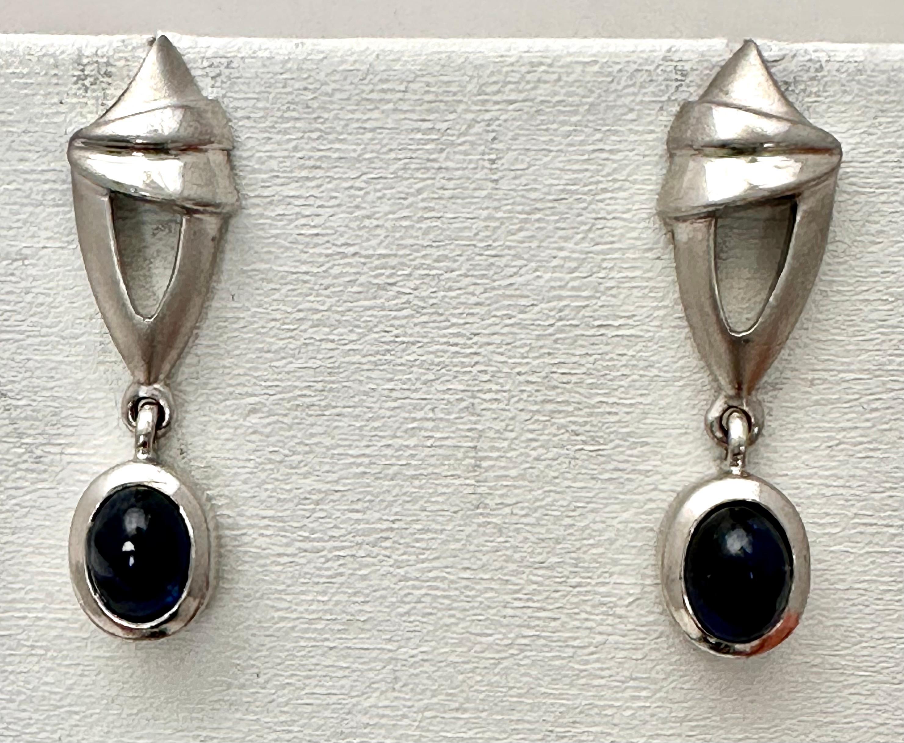 Sterling Silver .925 Oval Sapphire Cabochons 1./2