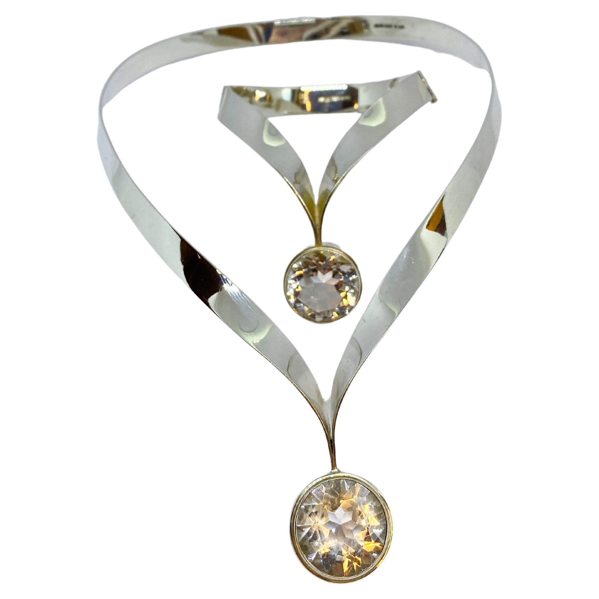 Halskette und Armband aus Sterlingsilber 925 Bergkristall Finnland Kaunis Koru, 1972