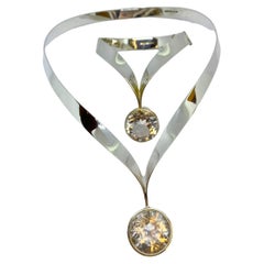 Sterling Silver 925 Rock Crystal Finland Kaunis Koru Necklace and Bracelet, 1972
