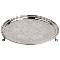 Antique Sterling Silver '925‰' Salver, Martin & Ebenezer Hall, 1877-1878, London