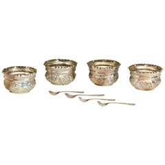 Antique Sterling Silver 925 ‰ Set of Four Salt Cellars, Jackson 
Fullerton, 1897-1898