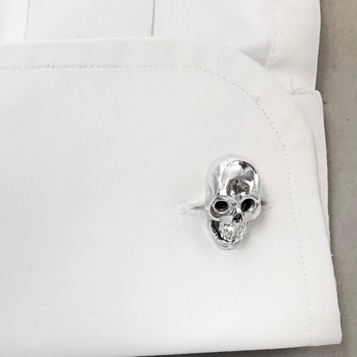 Sterling Silver 925 Skull Double Cufflinks In New Condition In Milano, IT