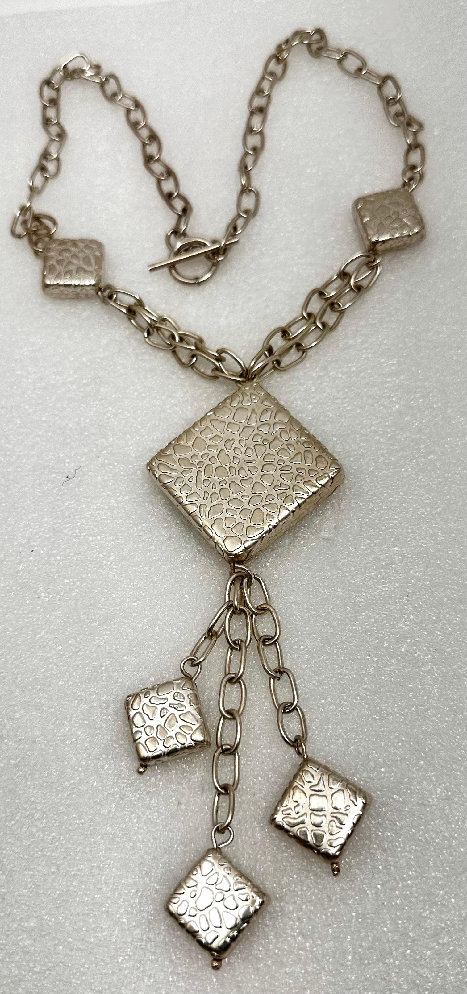 Sterling Silver .925 Textured Squares 21