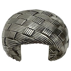 Sterling Silber .925 "Woven" 1 3/4" Breites Manschettenarmband