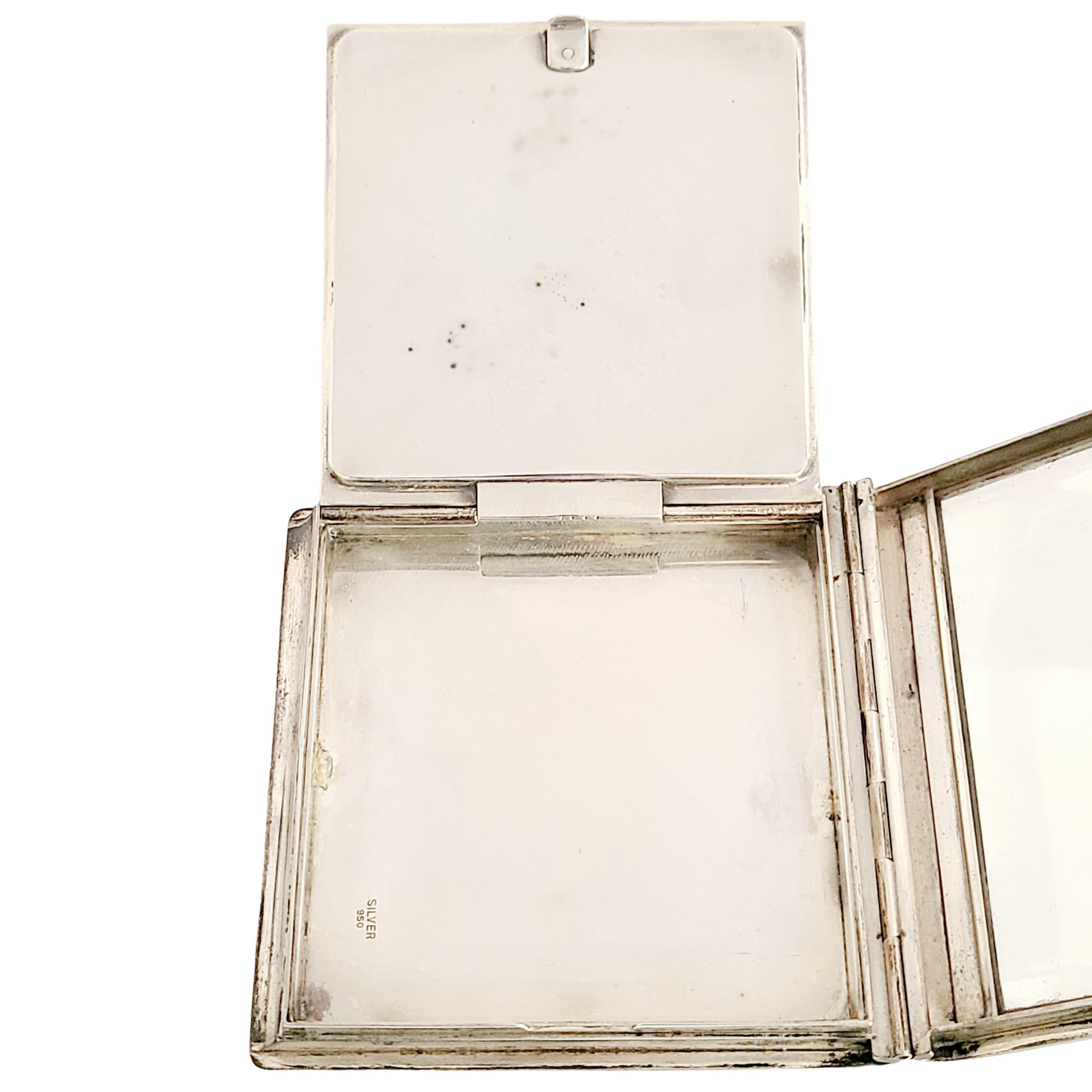 Sterling Silver 950 Chased Mirror Compact In Good Condition In Washington Depot, CT