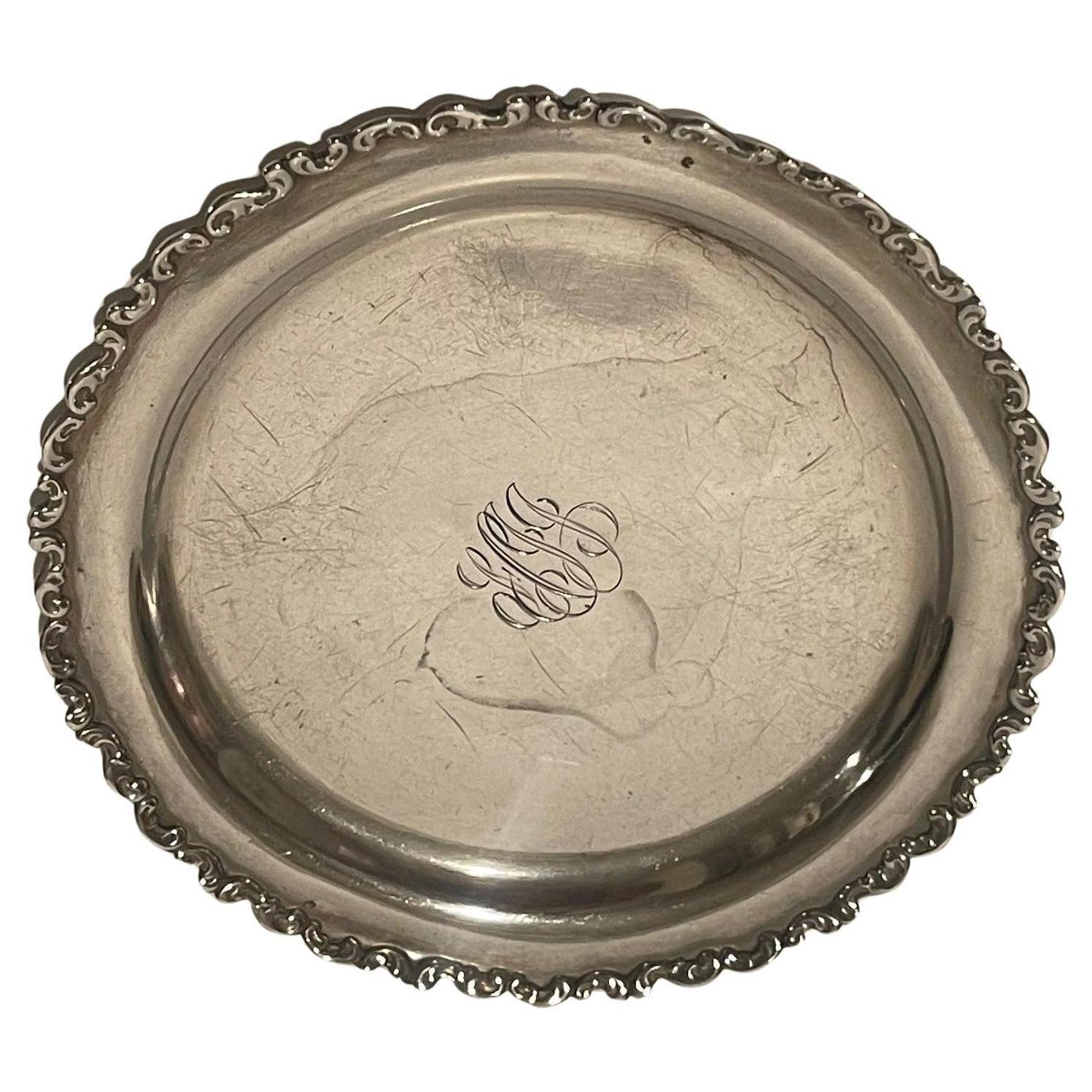 Sterling Silver A. E. Wagner Repousse Salver, 19th Century.  Marked A.E. Wagner