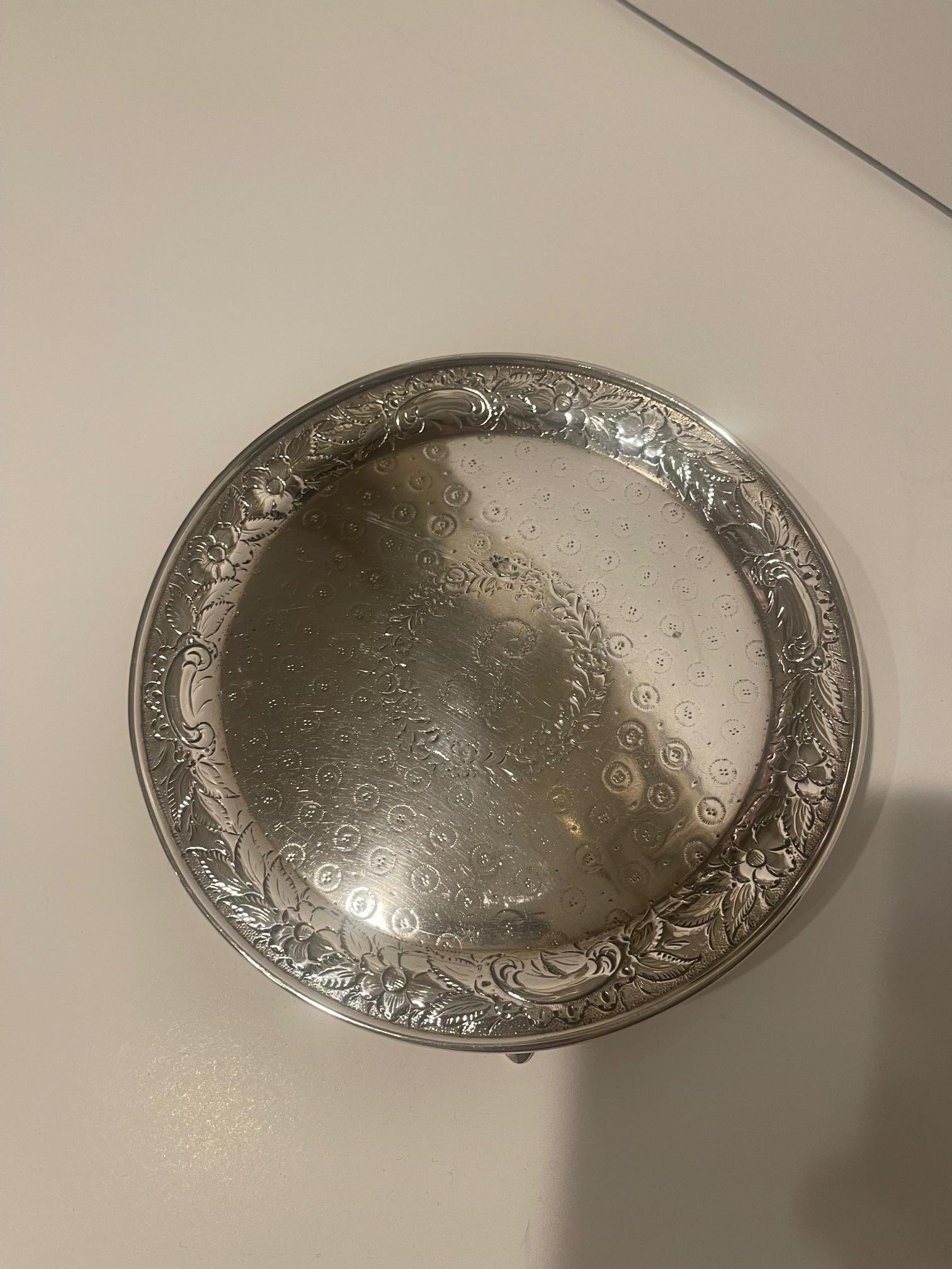 French Sterling Silver A. E. Wagner Repousse Salver, 19th Century For Sale