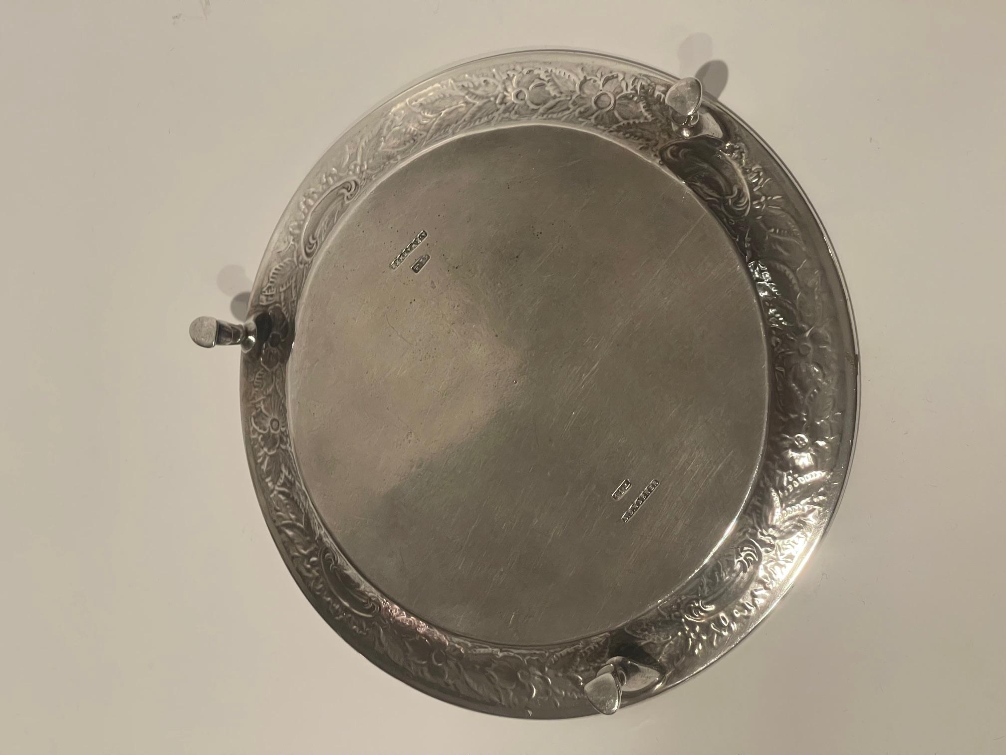 Sterling Silver A. E. Wagner Repousse Salver, 19th Century For Sale 3