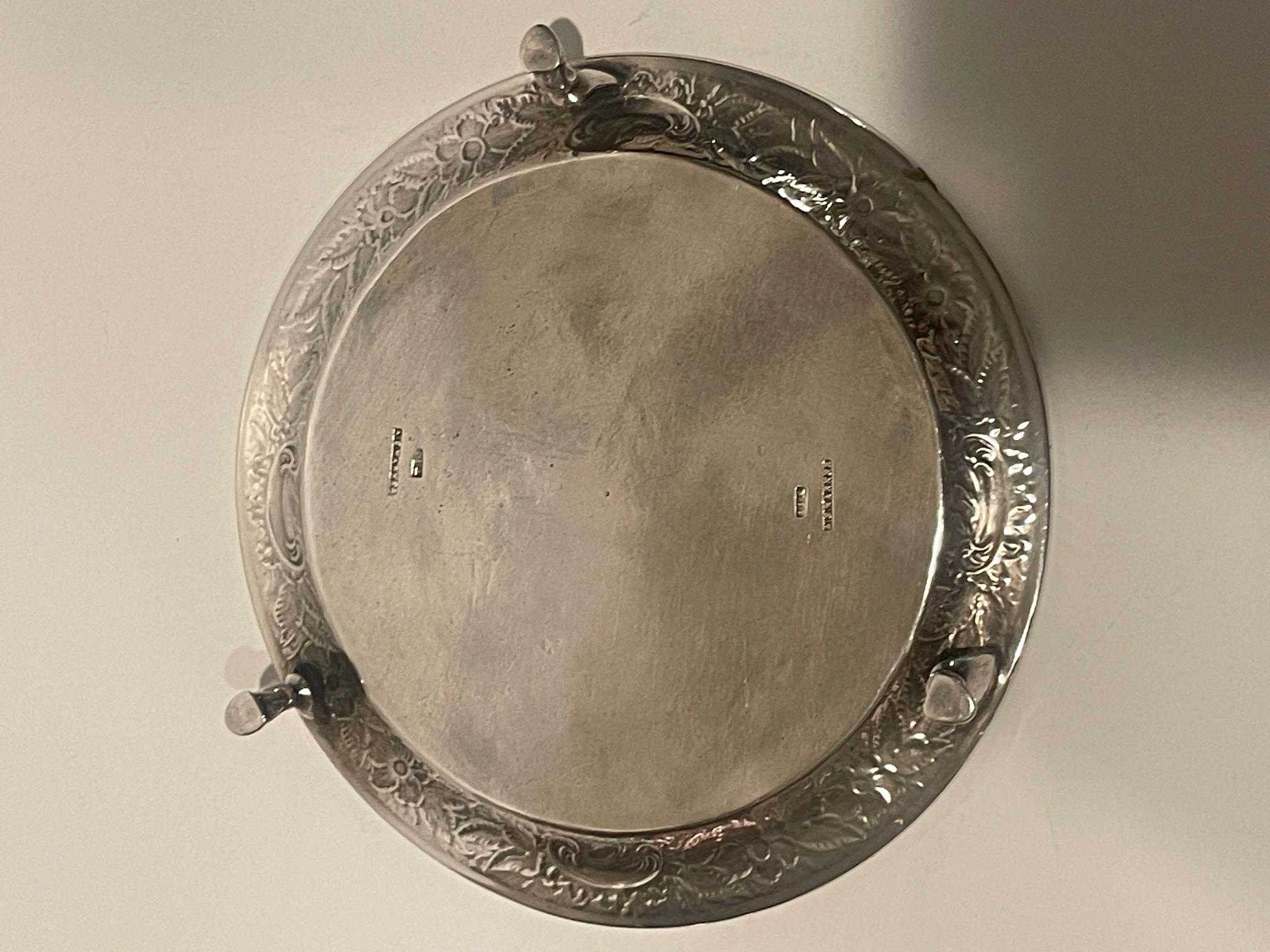 Sterling Silver A. E. Wagner Repousse Salver, 19th Century For Sale 5