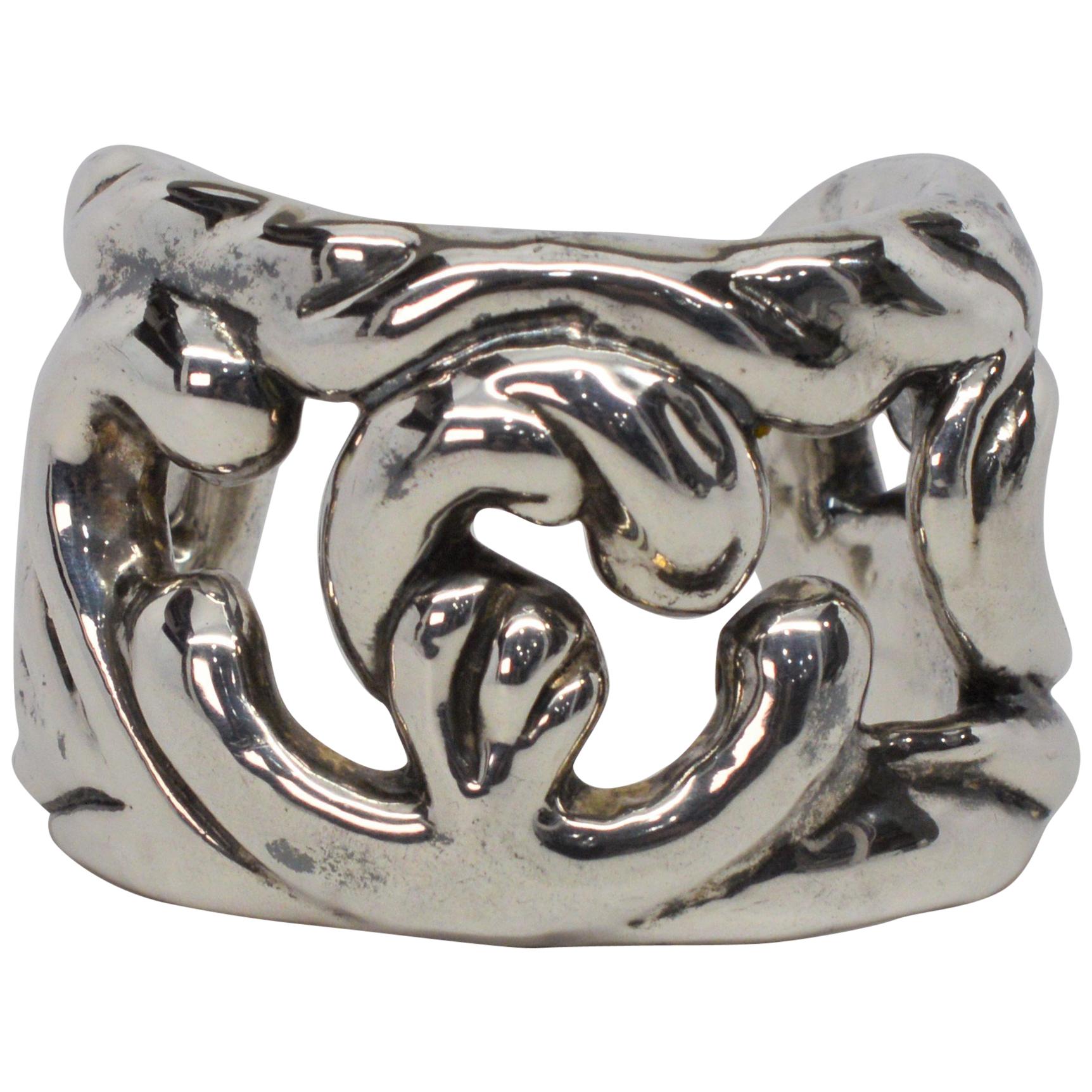 Sterling Silver Abstract Cuff Bracelet