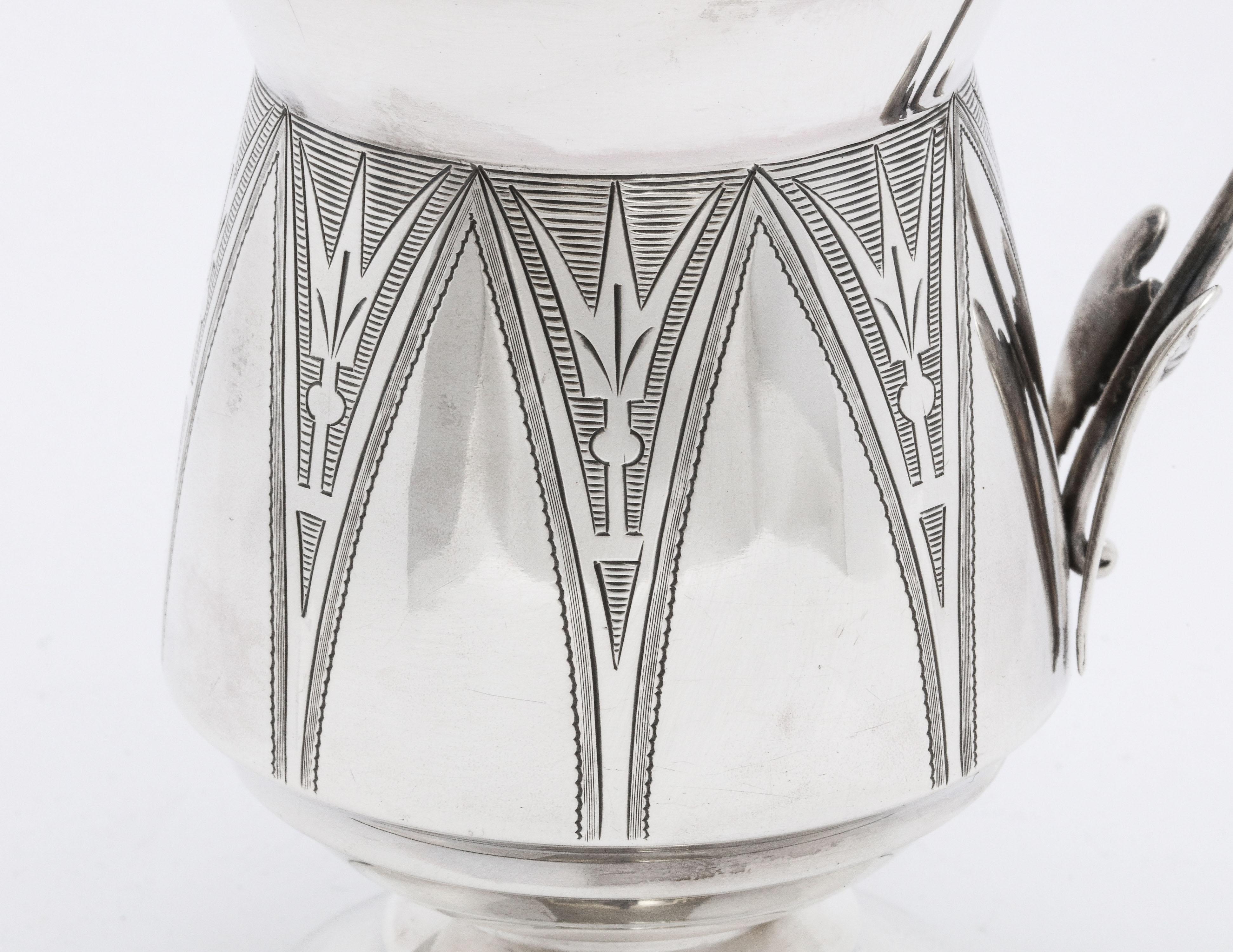 Late 19th Century Sterling Silver Aesthetic Movement Mug/Cup by Wood & Hughes For Sale