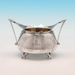 Juego de azúcar y nata de plata de ley con diseño estético antiguo de Stephen Smith 1881