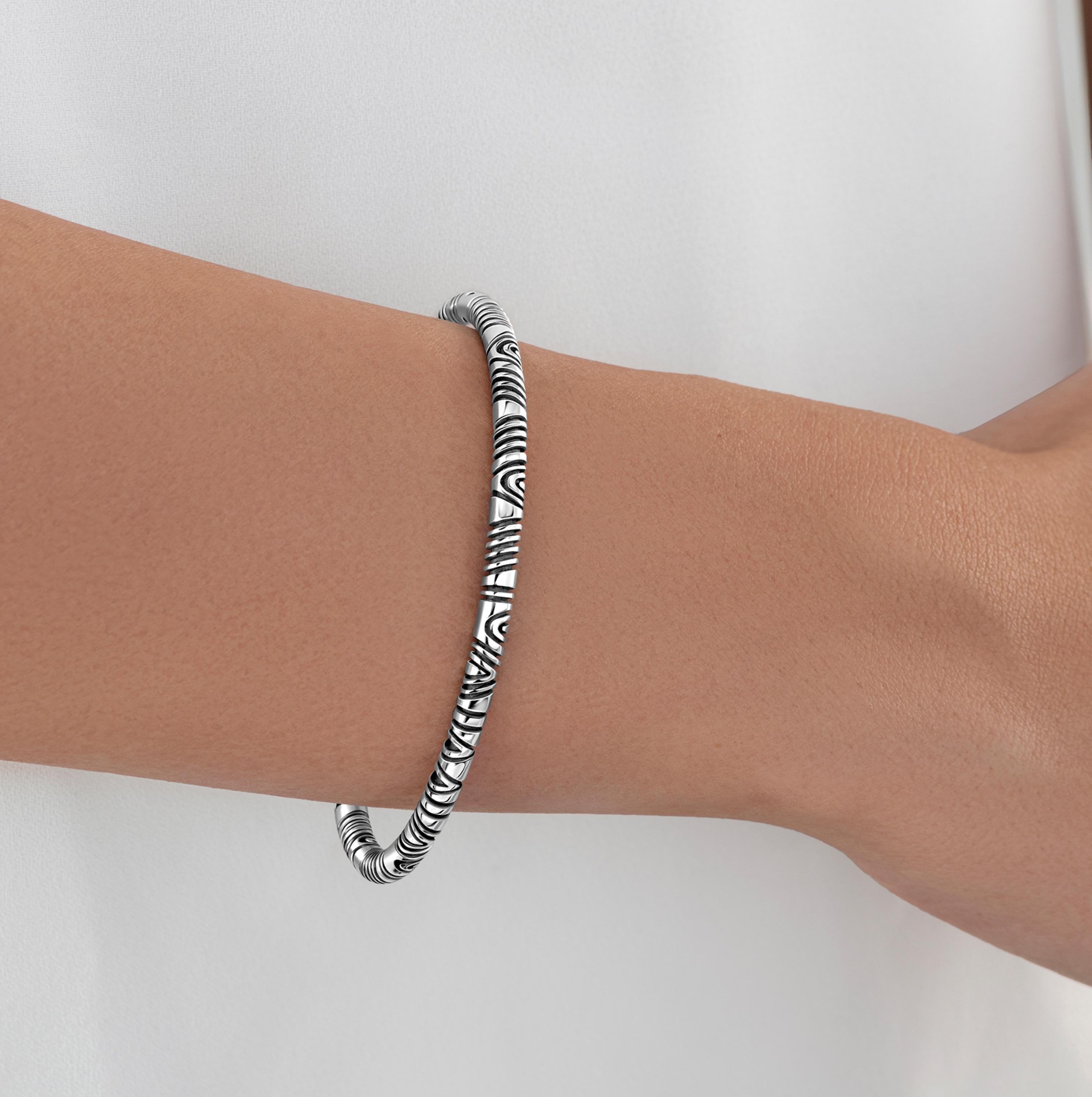 De las mujeres Brazalete de plata de ley con motivo africano en venta