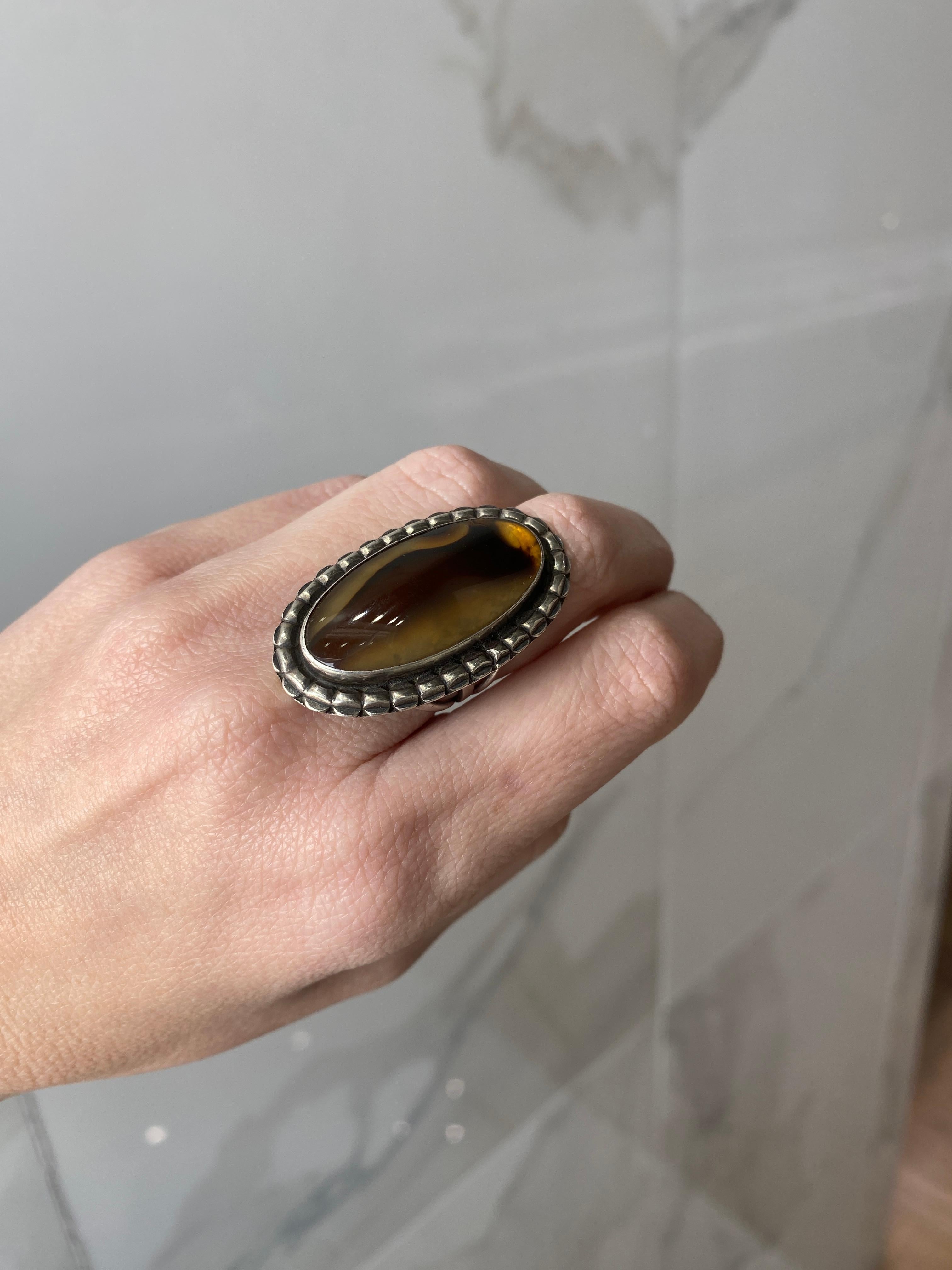 Sterling Silver Agate Southwestern Ring  For Sale 4