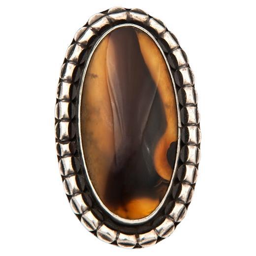 Sterling Silver Agate Southwestern Ring  For Sale