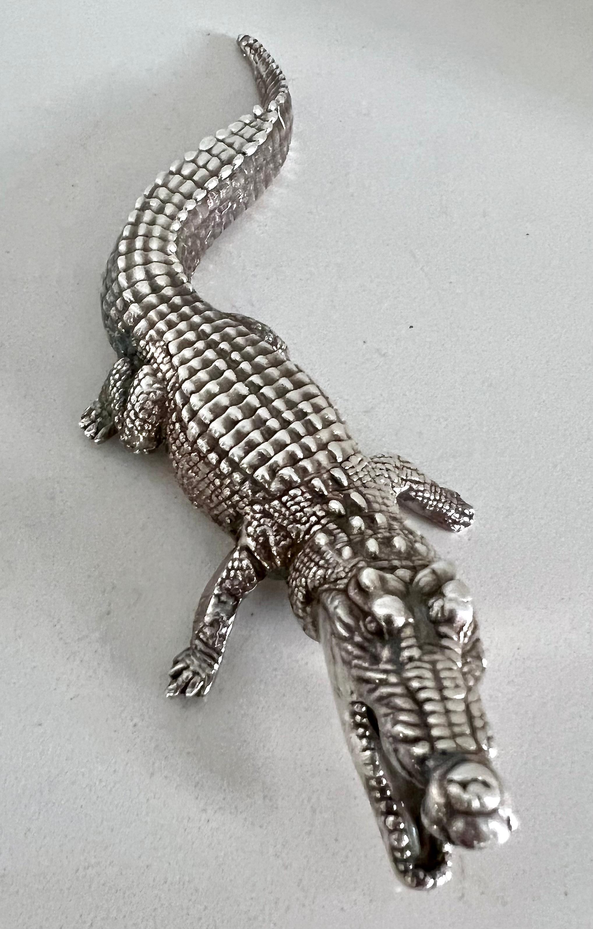 Israeli Sterling Silver Alligator Paperweight Sculpture