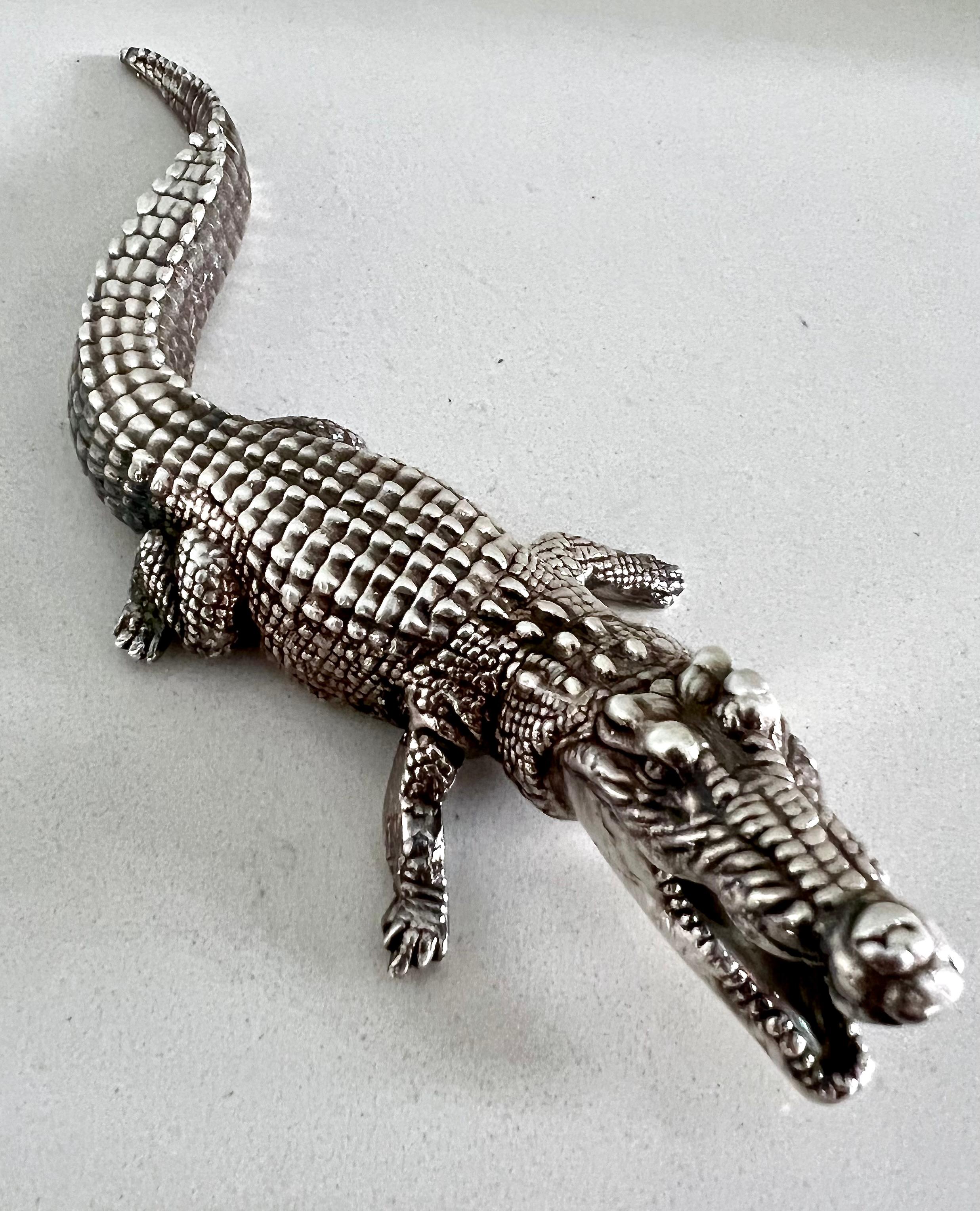 Vintage Style Alligator or Crocodile Cufflinks 925 Sterling Silver Mens Gift 