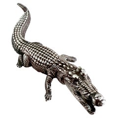 Sterling Silver Alligator Paperweight Sculpture