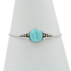 Sterling Silver Amazonite Bolo Bracelet 9" - 925 14k Round Cabochon