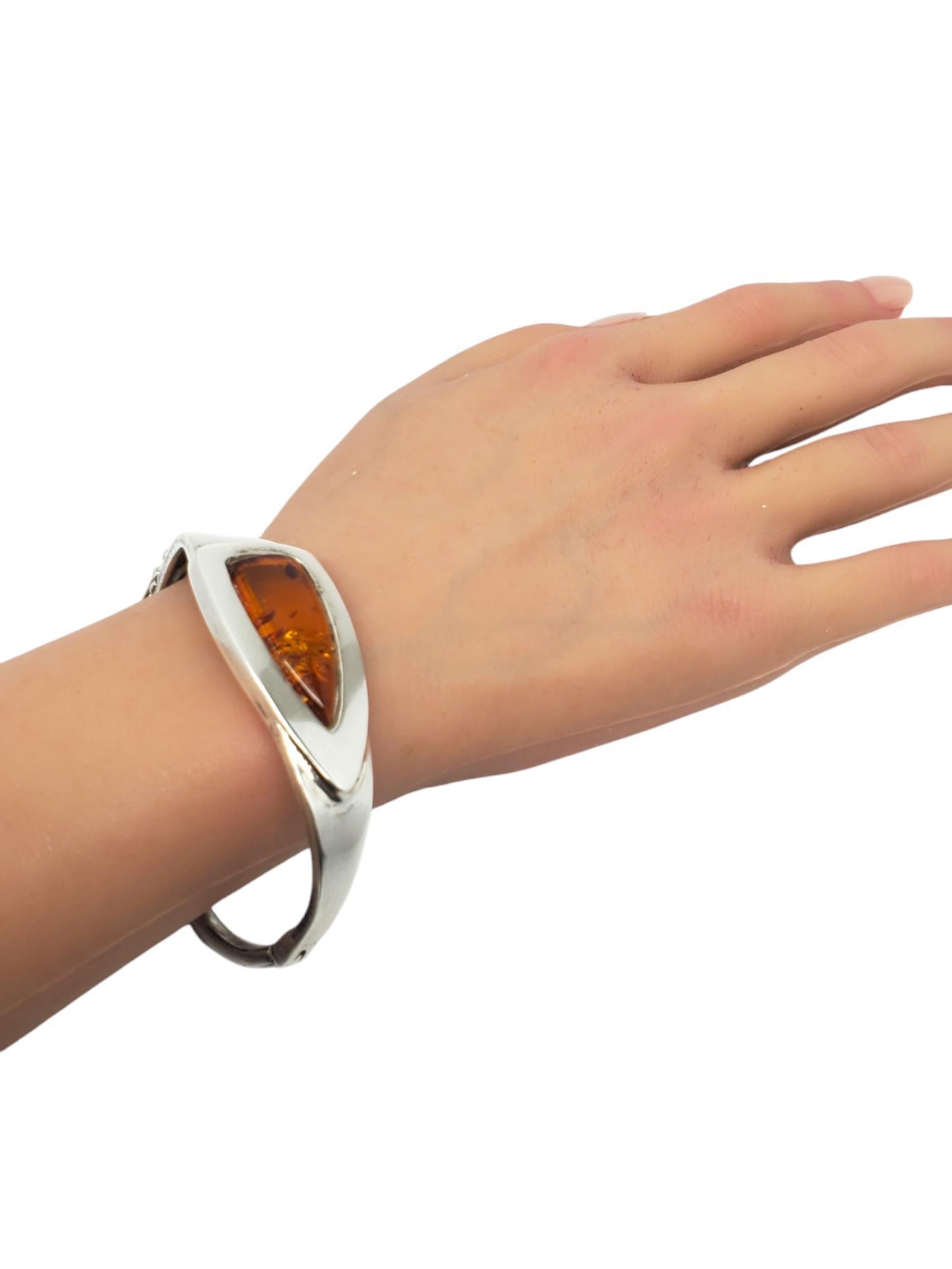 Bracelet jonc ovale à charnières en argent sterling ambré n° 20601 5