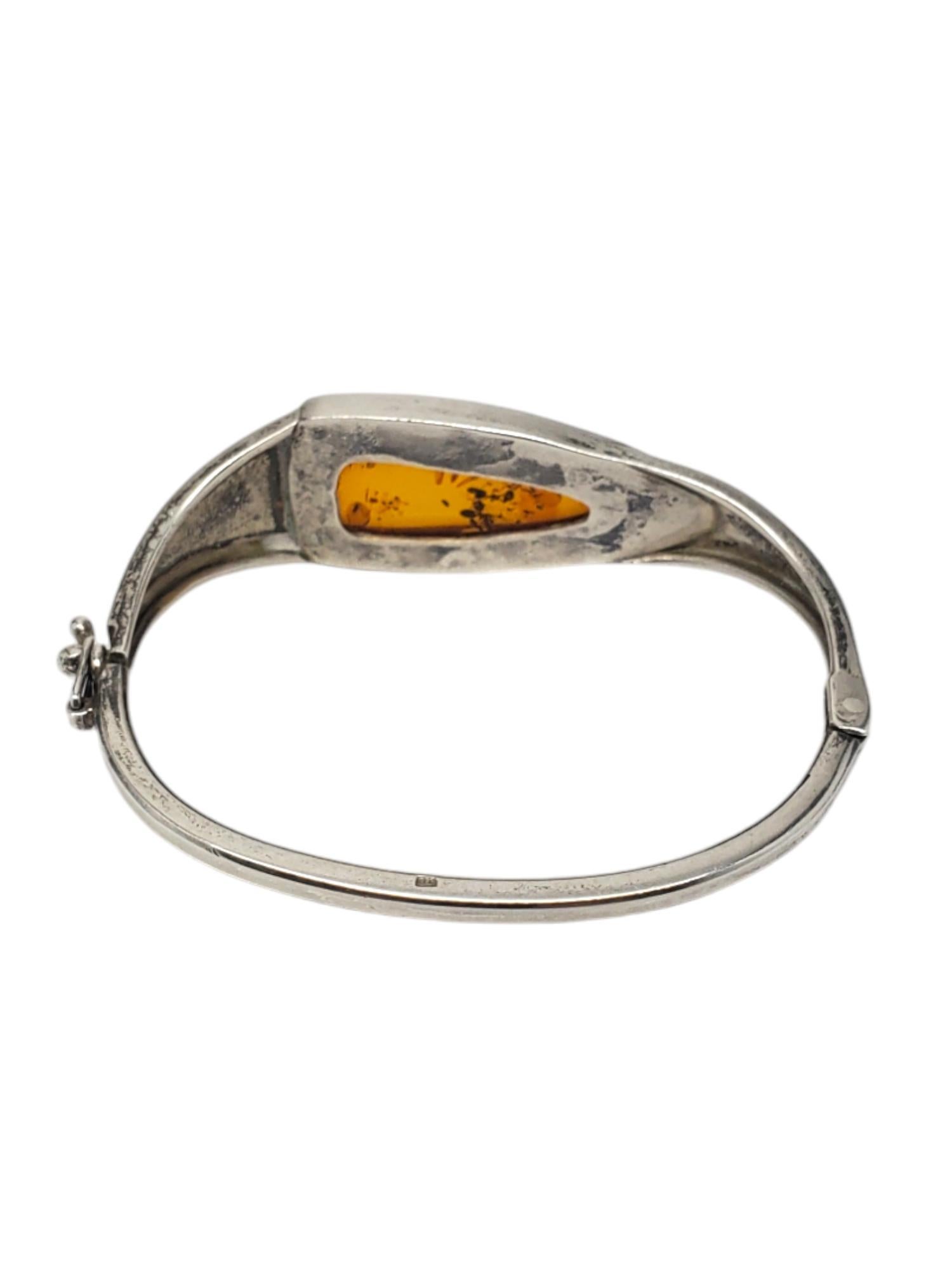 Taille ovale Bracelet jonc ovale à charnières en argent sterling ambré n° 20601