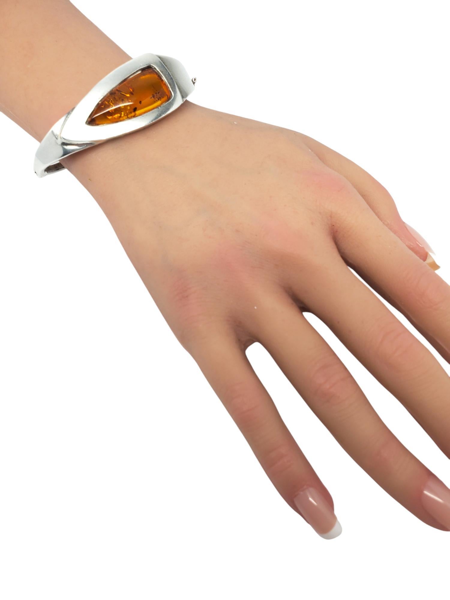 Bracelet jonc ovale à charnières en argent sterling ambré n° 20601 4