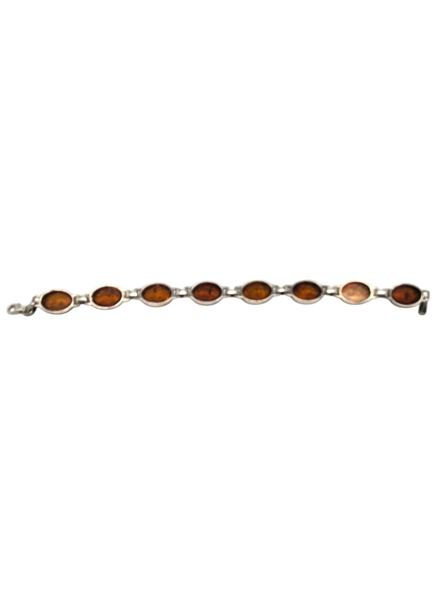 Women's Sterling Silver Amber Link Bracelet #20934 For Sale